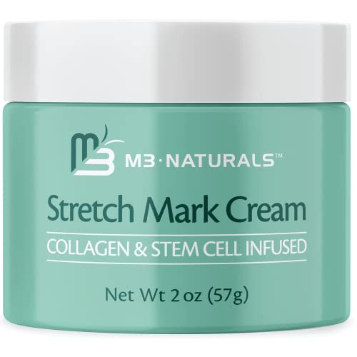 M3 Naturals Stretch Mark Cream Infused with Collagen & Stem Cell Maternity Skincare Oil Removes Stretch Mark Prevention & Scar Remover Lotion Green Tea Extract & Raspberry Ketones