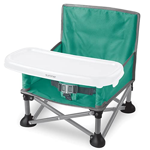 Summer Pop ‘N Sit Portable Booster Chair, Teal & Gray – Booster Seat for Indoor/Outdoor Use – Fast, Easy and Compact Fold