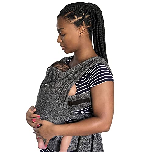 Boppy Baby Carrier – Adjustable ComfyFit, Heathered Gray, Hybrid Wrap with New Adjustable Arm Straps to Fit More Bodies, 3 Carrying Positions, 0m+ 8-35lbs, Soft Yoga-Inspired Fabric with Storage Pouch