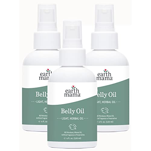 Earth Mama Belly Oil for Dry Skin | Calendula Skin Care Moisturizer Oil to Encourage Natural Elasticity and Help Prevent Stretch Marks During Pregnancy and Postpartum, 8-Fluid Ounce (3-Pack)