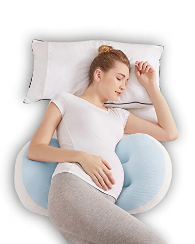 WYXunPlanet Pregnancy Pillows for Sleeping,Maternity Pillow for Pregnant Women,Pregnancy Wedge Pillows,Adjustable,Portable,Positioning,for Support Hips Back Belly(Blue)