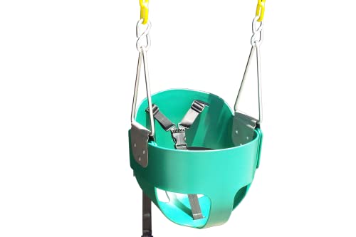 Safari Swings Heavy Duty High Back Full Bucket Toddler Swing Seat, Fully Assembled with Coated Swing Chains & Exclusive Safety Harness
