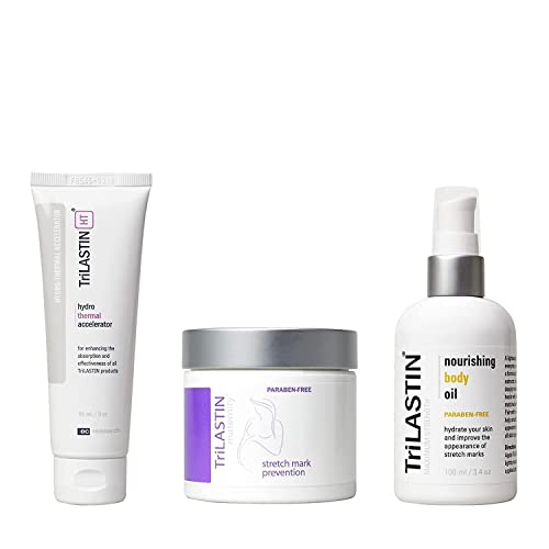 TriLASTIN Maternity Stretch Mark Bundle with Nourishing Body Oil and Hydro-Thermal Accelerator | 1 Month Supply of All-Natural, Paraben-Free, and Hypoallergenic Skincare Products