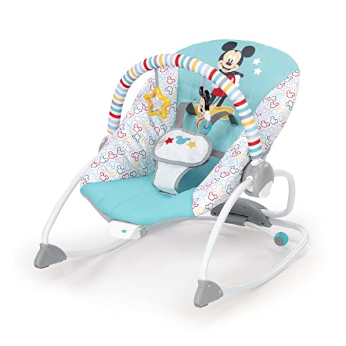 Bright Starts Disney Baby Mickey Mouse Infant to Toddler Rocker with Vibrations and Removable-Toy Bar – Original Bestie, Newborn +