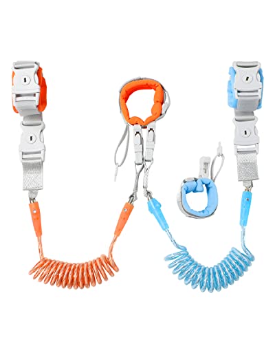 Upgrade] Anti Lost Wrist Link, Dr. Meter 2 in 1 Toddlers Safety Wristband Leash with Key & Lock, Dual Length 6.56ft Kids Walking Harness for Supermarket Mall Airport Amusement Park Zoo Travel