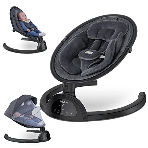Baby Swings for Infants, BabyBond Bluetooth Infant Swing with Music Speaker with 3 Seat Positions, 5 Point Harness Belt, 5 Speeds and Remote Control – Portable Baby Swing for Indoor and Outdoor