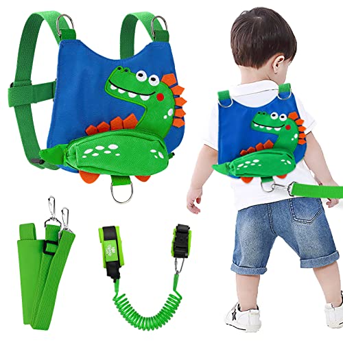 Toddler Leash for Boys, 4-in-1 Leash for Kids, Toddler Harness with Leash, Child Leash for Walking with Baby Safety Anti Lost Wrist Link (Dinosaur)