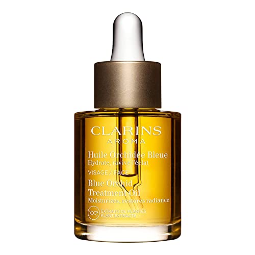 Clarins Blue Orchid Face Treatment Oil | Skin is Immediately Hydrated*, Revitalized and Toned | Restores Radiance | Visibly Minimizes Fine Lines | 100% Natural Plant Extracts | Preservative-Free | Dry Skin Type | 1 Fluid Ounce