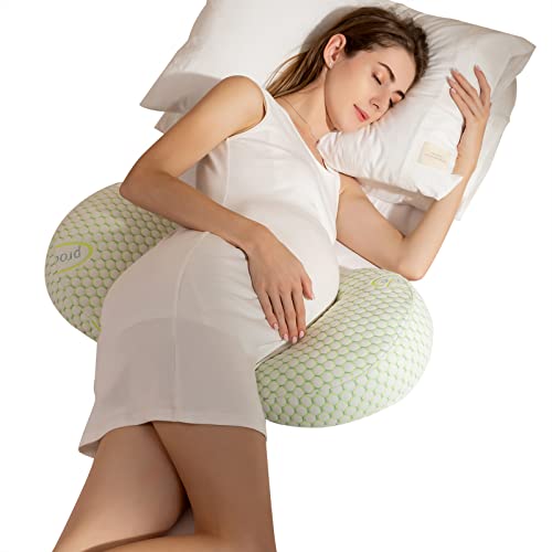 MIERLEAS Pregnancy Pillows for Sleeping, Maternity Pillow, Supports The Belly, Back, Hips and Legs of Pregnant Women, Pregnancy Must Haves Body Pillow, Adjustable and Removable Pillowcase,Greey.