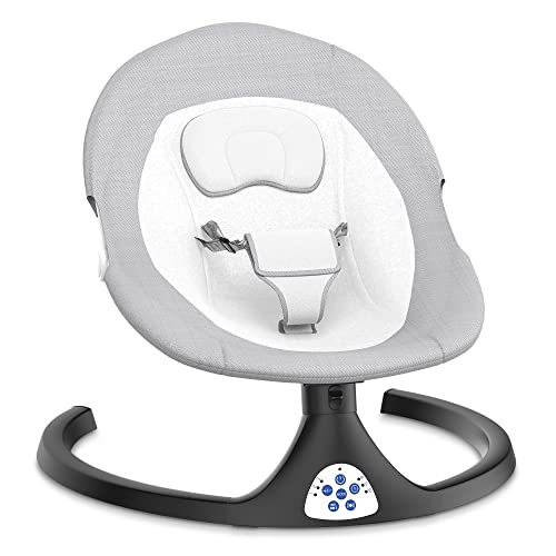 Baby Swings for Infants, Electric Baby Swing with 5 Sway Speeds, 10 Preset Lullabies, Remote Control, Bluetooth, Gray