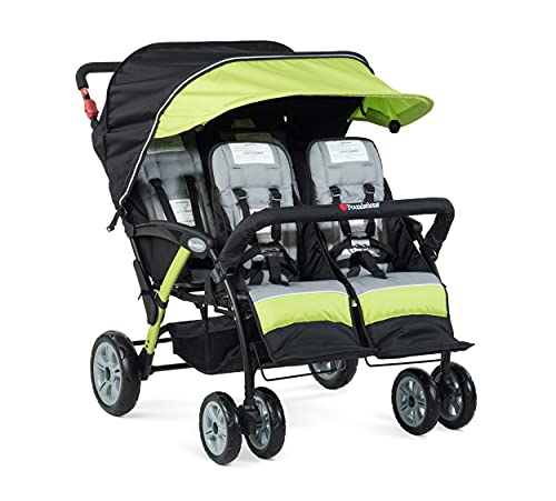 Foundations Sport Quad Stroller with UV Protecting Stroller Canopy, 5 Point Harness for Added Safety, Foot Brake, All Terrain Tubeless Wheels (Lime Green)