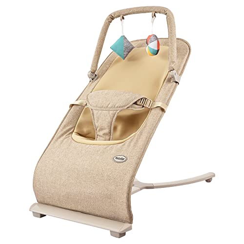 KIDSVIEW Bouncer for Babies Portable Bouncer Seat for Babies, Baby Bouncer 3-Point Harness for Newborn Babies (Khaki)