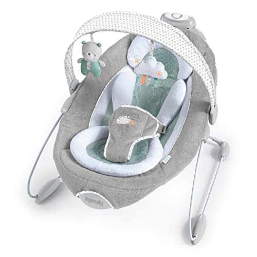 Ingenuity SmartBounce Automatic Baby Bouncer Seat with White Noise, Music, Toy Bar & 2 Plush Infant Toys, 0-6 Months Up to 20 lbs (Pemberton)