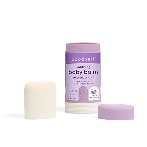 Goodnest Lavender Baby Balm, Nourishing Balm Stick with 6 Natural Moisturizers to Soothe Dry, Sensitive & Delicate Baby Skin at Home & On the Go, Hypoallergenic Balm in Refillable Silicone Case