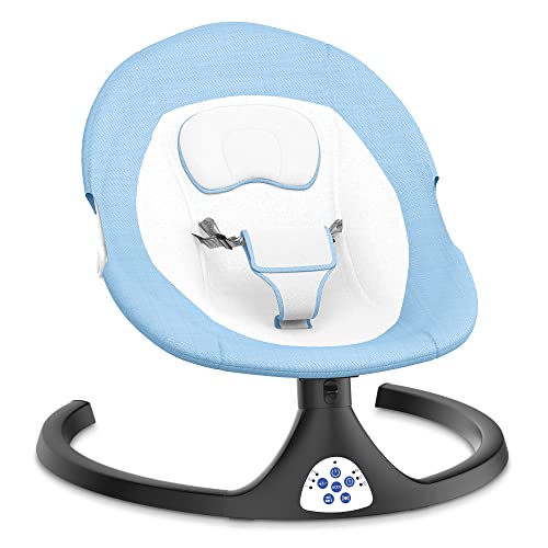 Baby Swings for Infants, Bluetooth Baby Swing for Indoor and Outdoor, with Remote Control, 3 Point Harness Belt, 5 Sway Speeds,10 Preset Lullabies, Blue