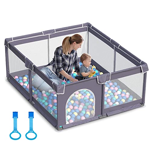 Baby Playpen for Toddler 50”x50” – Kids Playyard Activity Center – Sturdy, Easy to Assemble, Big Enough Area to Move Around – Babies Fences with Gate – Infant Play Yard Pen with Anti-Slip Base