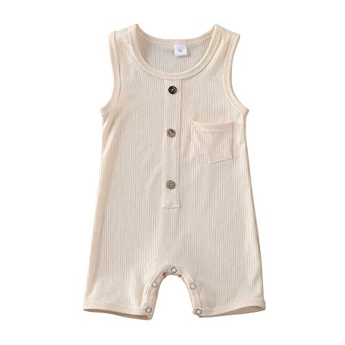 iddolaka Newborn Summer Baby Boy Girl Romper Bodysuit Jumpsuit Playsuit One Piece Outfit Clothes (Light Yellow, 6-12 Months)