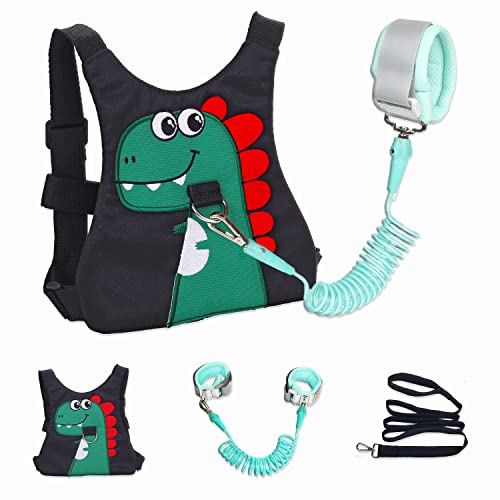 Toddler Leash-Baby Walking Safty Harness and Child Anti Lost Wrist Link for Girls/Boys Travel (Black)