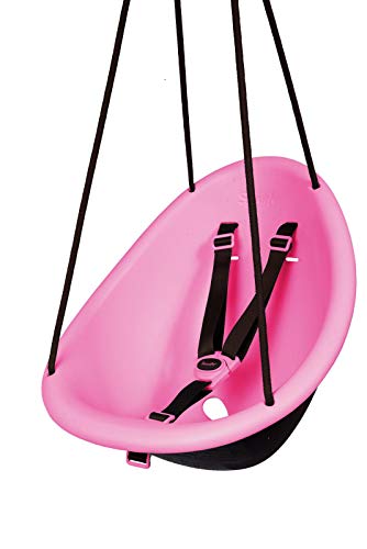 Swurfer Kiwi Toddler Swing – Comfy Baby Swing Outdoor, 3-Point Adjustable Safety Harness, Safe Quick Click Locking System, Foam-Lined Shell, Blister-Free Rope, Age 9 Months and Up, Pink