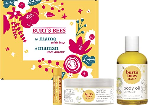 Burts Bees To Mama With Love 3-Piece Gift Set, Belly Butter, Body Oil, Mama Bee Beeswax Lip Balm