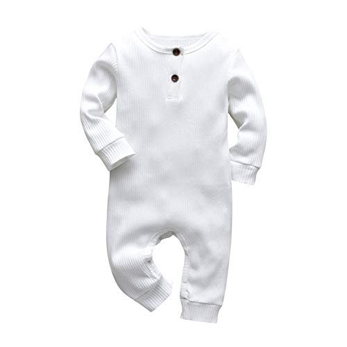 Eghunooy Baby Boy Girl Solid Color One Piece Romper Jumpsuit Outfits Clothes (0-3 Months) White