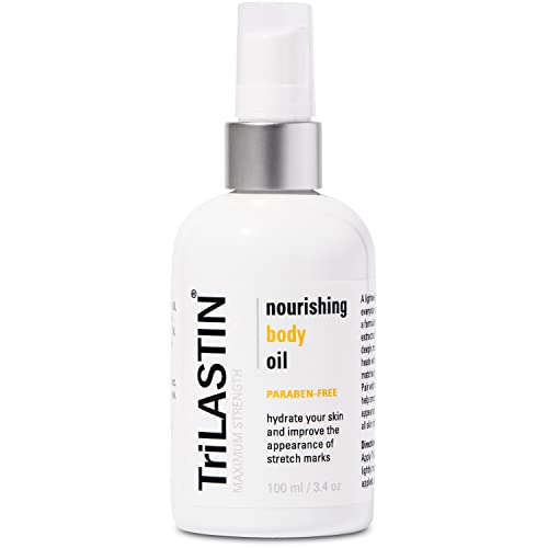 TriLASTIN Body Oil (3.4oz) | Stretch Mark Oil for Pregnancy | Paraben-Free and Hypoallergenic | Belly Oil for Pregnancy and Postpartum | Maternity Skincare Oil for Pregnancy Stretch Marks