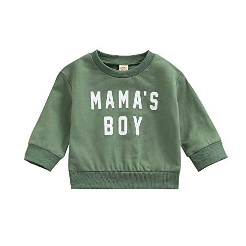 Newborn Infant Baby Boys Pullover Dad’s Little Dude Sweatshirt Long Sleeve Casual Sweater Fall Clothes (S-Green, 3-6 Months)