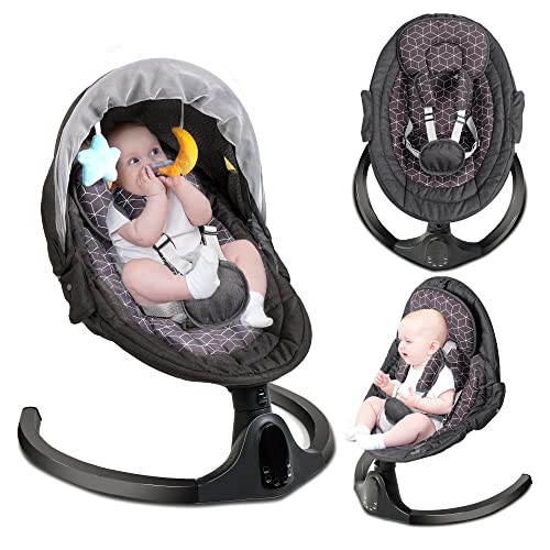 NAPEI Baby Swing for Infants to Toddler,Electric Portable Baby Swing and Bouncer,Bluetooth Infant Swing for Newborn with Remote Control,10 Music,5 Speed,3 Seat Position,Baby Rocker for Baby 0-9 Month