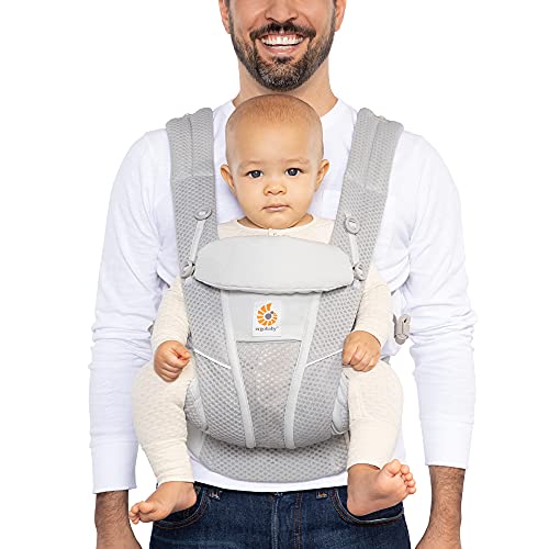 Ergobaby Omni Breeze All Carry Positions Breathable Mesh Baby Carrier Newborn to Toddler with Enhanced Lumbar Support & Airflow (7-45 Lb), Pearl Grey