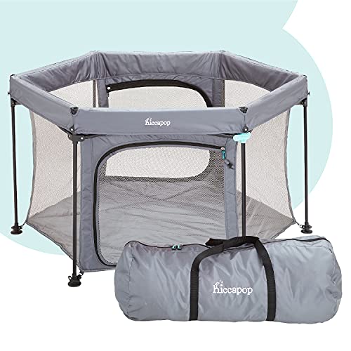 hiccapop 53″ PlayPod Deluxe Portable Playpen for Babies and Toddlers, Portable Play Yard for Baby with Padded Floor | Pop Up Playpen at Beach and Home | Outdoor Playpen for Baby | Portable Playard