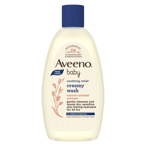 Aveeno Baby Soothing Hydration Creamy Body Wash with Natural Oatmeal, Baby Bath Wash for Dry & Sensitive Skin, Hypoallergenic, Fragrance-, Paraben- & Tear-Free Formula, 8 fl. oz