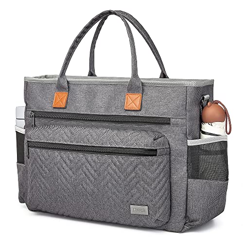 Hritok Diaper Bag Tote, Multifunction Travel Bag for Baby, Messenger Purse with 15 Inch Laptop Sleeve (Grey)