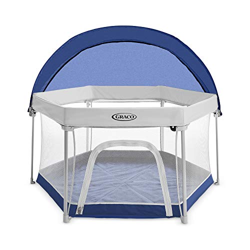 Graco Pack ‘n Play LiteTraveler LX Playard Outdoor and Indoor Playspace with Compact Fold UV Canopy, Canyon