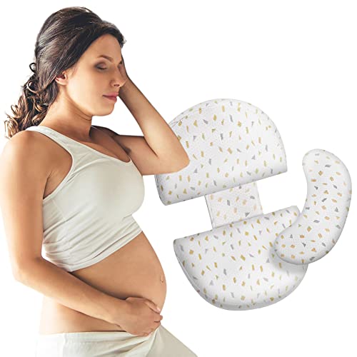 Coldew Pregnancy Pillows for Sleeping, Maternity Pillow for Pregnant Women, Soft Pregnancy Body Pillow with Detachable and Adjustable Pillow Cover – Support for Belly, Back, Legs, Hips（Grey, Small