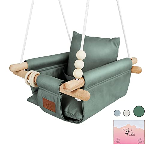 The Classy Swing Seat for Baby’s Fun Time & Growth – UV Resistant Technical Fabric for Indoor and Temporary Outdoor – Infant to Toddler – Seat with Velcro & Belt – Ceiling Hardware – Gift for Lover