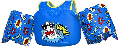 Toddler Floaties, Swim Vest for Boys and Girls Age 2-7 Years Old, 20-50 Pounds Children Water Wings Arm Floaties in Puddle/Sea/Pool/Beach (Shark)