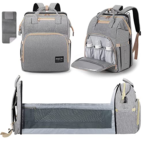 DERSTUEWE Diaper Bag Backpack，Baby Diaper Bags, Baby Shower Gifts, Multifunctional diaper backpack Large Capacity (Charcoal Grey)