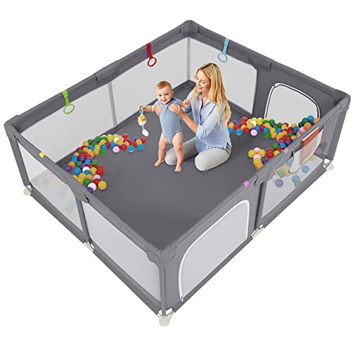 Baby Playpen 71″ x 59″ , Yamctopy Playpens for Babies and Toddlers, Extra Large Baby Fence with Anti-Slip Base, Sturdy Safety Baby Playpen with Soft Breathable Mesh