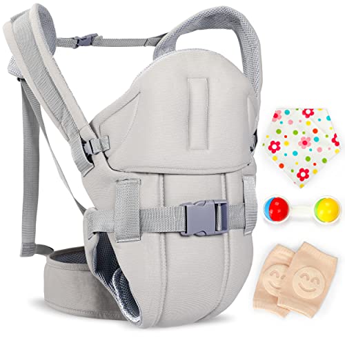 Reyobaby Baby Carrier Newborn to Toddler – Ergonomic & Adjustable Infant Carrier for Baby Wrap with Padded Head and Lumbar Support, Shoulder