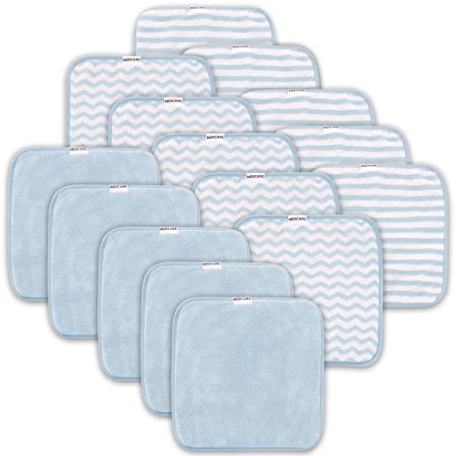 MOIICARE 15 Pack Baby Washcloths – Super Soft Absorbent Wash Cloths for Boy and Girl, Newborn Essentials Baby Clothes, Gentle on Sensitive Skin for Face and Body, 10″ by 10″ Aquamarine