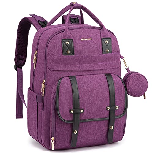 LOVEVOOK Diaper Bag Backpack, Flap Multipurpose Diaper Bag for Baby, Waterproof Travel Baby Bag for Mom with Changing Pad, Portable Nappy Bag Insulated Pockets, Stylish & Large Capacity, Purple