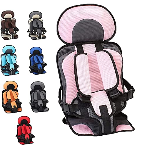 Auto Child Safety Seat Simple Car Portable Seat Belt,Foldable Car Seat Protection Travel Accessories for Kids 0-12,Car Seat Liner for Infant (Pink, Big(22.1 * 13.4 * 9.5in))