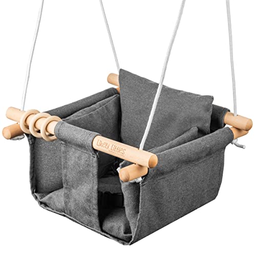 Canvas Hanging Baby Swing – Easy Hang Toddler Swing – Comfortable Baby Outdoor Swing for Your Littles – Best Canvas Baby Swing – Quality Toddler Swings for Outside – Infant Swing Outdoor Fun