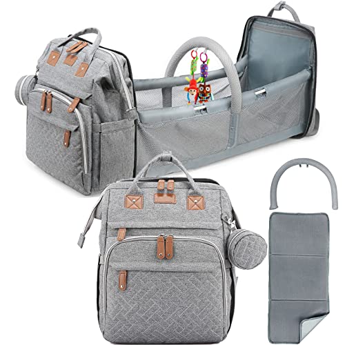 REPIG Diaper Bag Backpack, Multifunction Baby Diaper Backpack with Changing pad & Stroller Straps & Pacifier Case, Waterproof Travel Nappy Bags, Newborn Baby Essential, Large, Grey