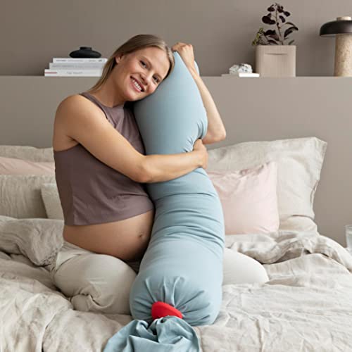 bbhugme Adjustable Pregnancy Pillow – Full Body Support for Side Sleeping – Adjustable Firmness and Shape – Supports Back, Legs, Belly, Hips for Pregnant Women – Removable Cover – Eucalyptus