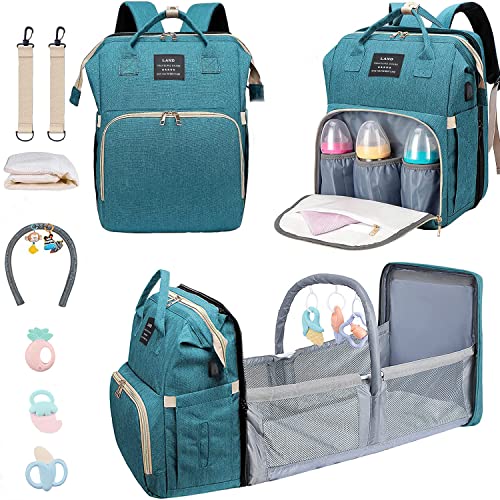 ANWTOTU Diaper Bag with Changing Station,Diaper Bag Backpack,Girl Boy Diaper Bag,Large Capacity,900d Excellent Oxford(Ungrade-Green)