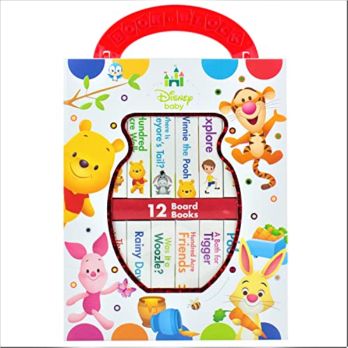 Disney Baby – Winnie the Pooh – My First Library Board Book Block 12-Book Set – First Words, Counting, and More! – PI Kids