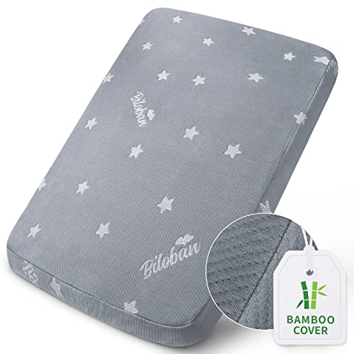 Waterproof Playard Mattress Topper Fits for Lotus Travel Crib & Babybjorn Travel Crib Only, Bamboo Dual Sided (Firm for Baby) & Soft Foam (for Toddler) Playard Mattress Pad, Baby Travel Crib Mattress