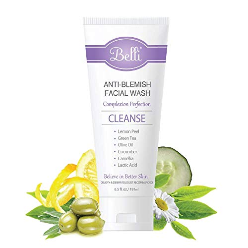 Belli Skincare Anti-Blemish Facial Wash Gel Cleanser | Anti Acne for Sensitive Skin, Pregnancy Safe, Natural Face Wash for All skin types | 6.5 Ounce