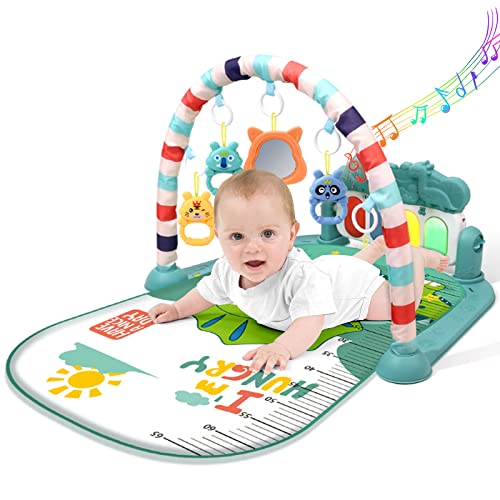 BOMPOW Baby Play Mat Baby Gym, Play Piano Baby Activity Gym Mat with Music and Lights, Piano Gym, Early Development Baby Play Mat Gift for Babies Newborn